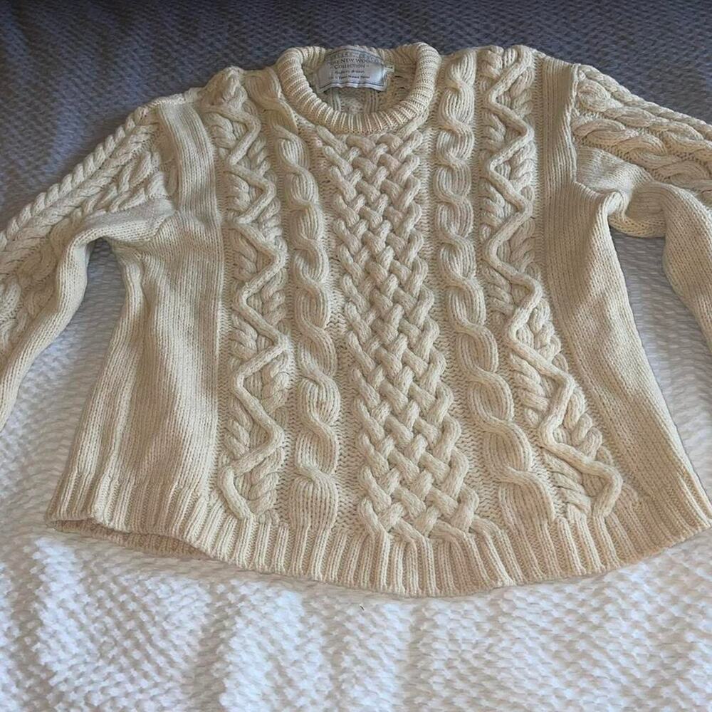 Highland Stores Cream-Colored Pure New Wool Collection Sweater - Size Small